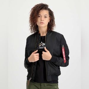 Alpha industries MA-1 VF women’s black bomber jacket size small.